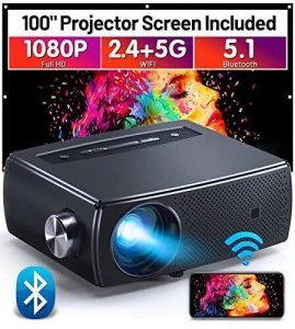 CLOKOWE 10000L 1080P HD 5G WiFi Bluetooth Projector
