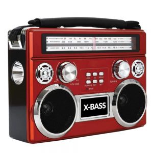 Supersonic SC 1097BT Red 3 Band Radio With Bluetooth And Flashlight