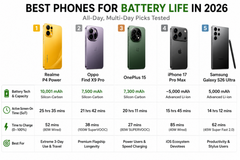 Best Phones for Battery Life in 2026 - All-Day & Multi-Day Picks Tested